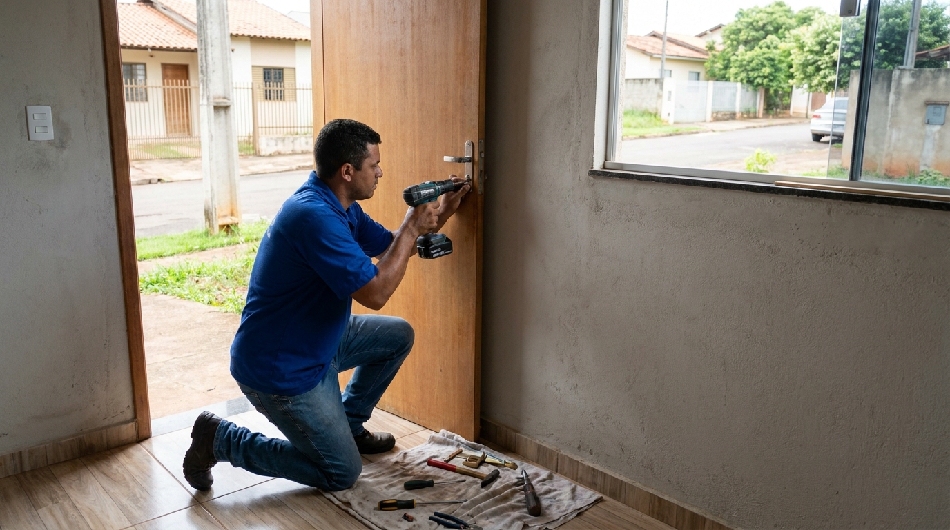Instalação de Fechadura de Porta no Residencial Serra das Brisas, Aparecida de Goiânia‑GO